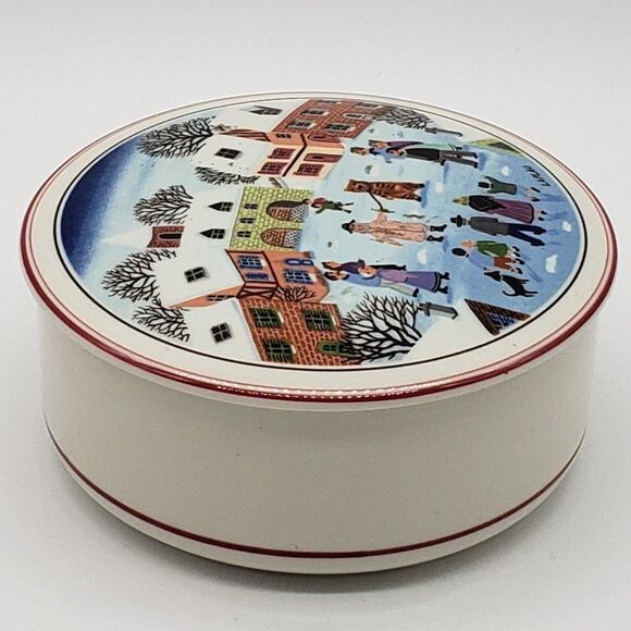 Villeroy & Boch Porcelain Naif Christmas Large Cover Candy Box Signed G. Laplau - Picture 6 of 10